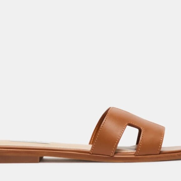 HADYN COGNAC LEATHER SLIDES - Picture 4 of 6